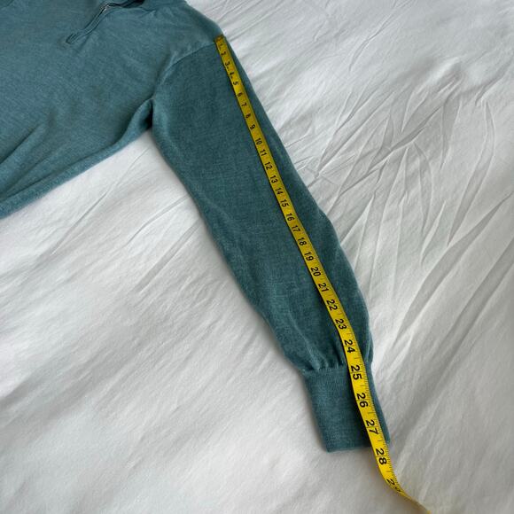 Peter Millar Crown Soft Teal Blue 1/4 Zip Silk Merino Wool Blend Sweater Size XL - Picture 11 of 12
